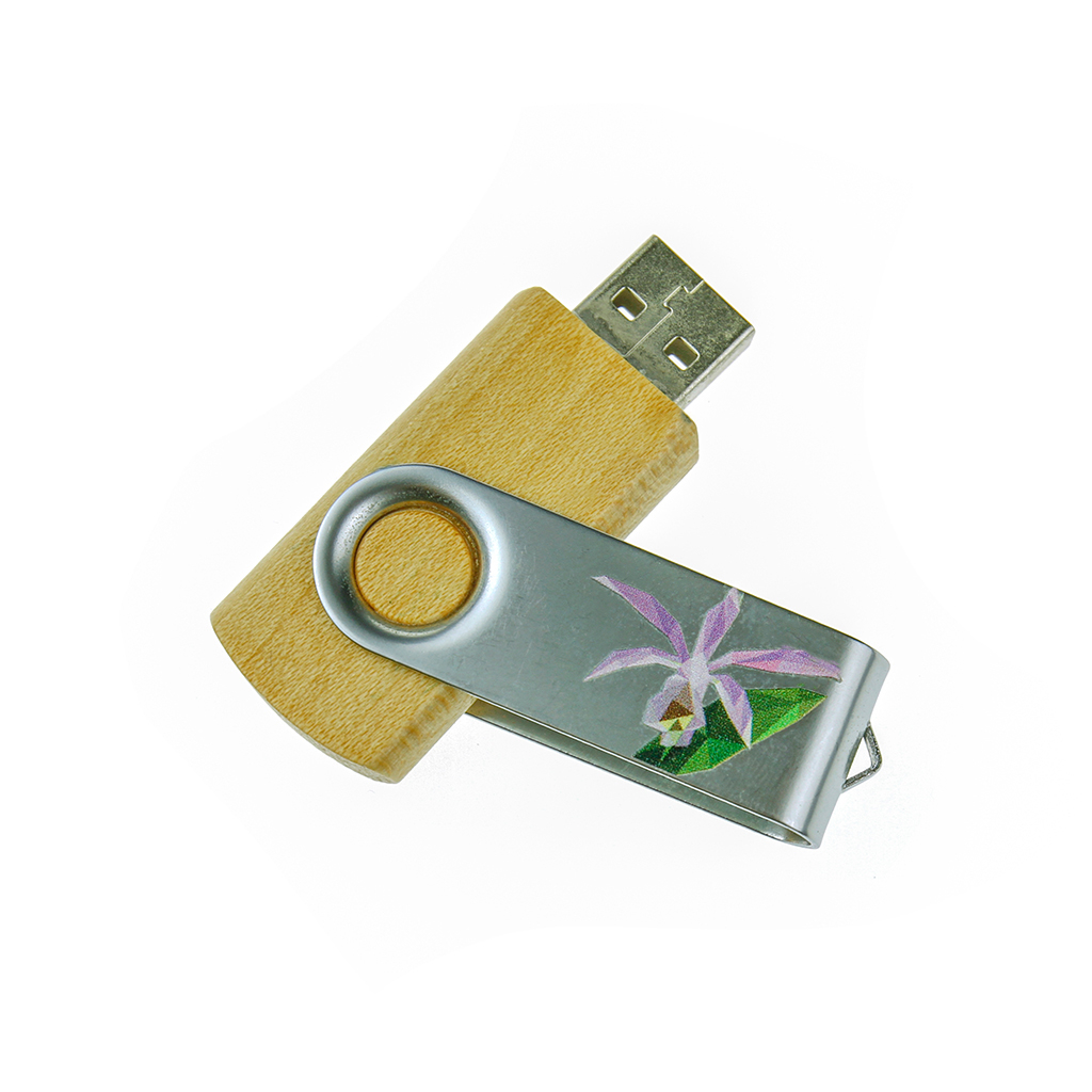 花朵旋轉木質隨身碟-